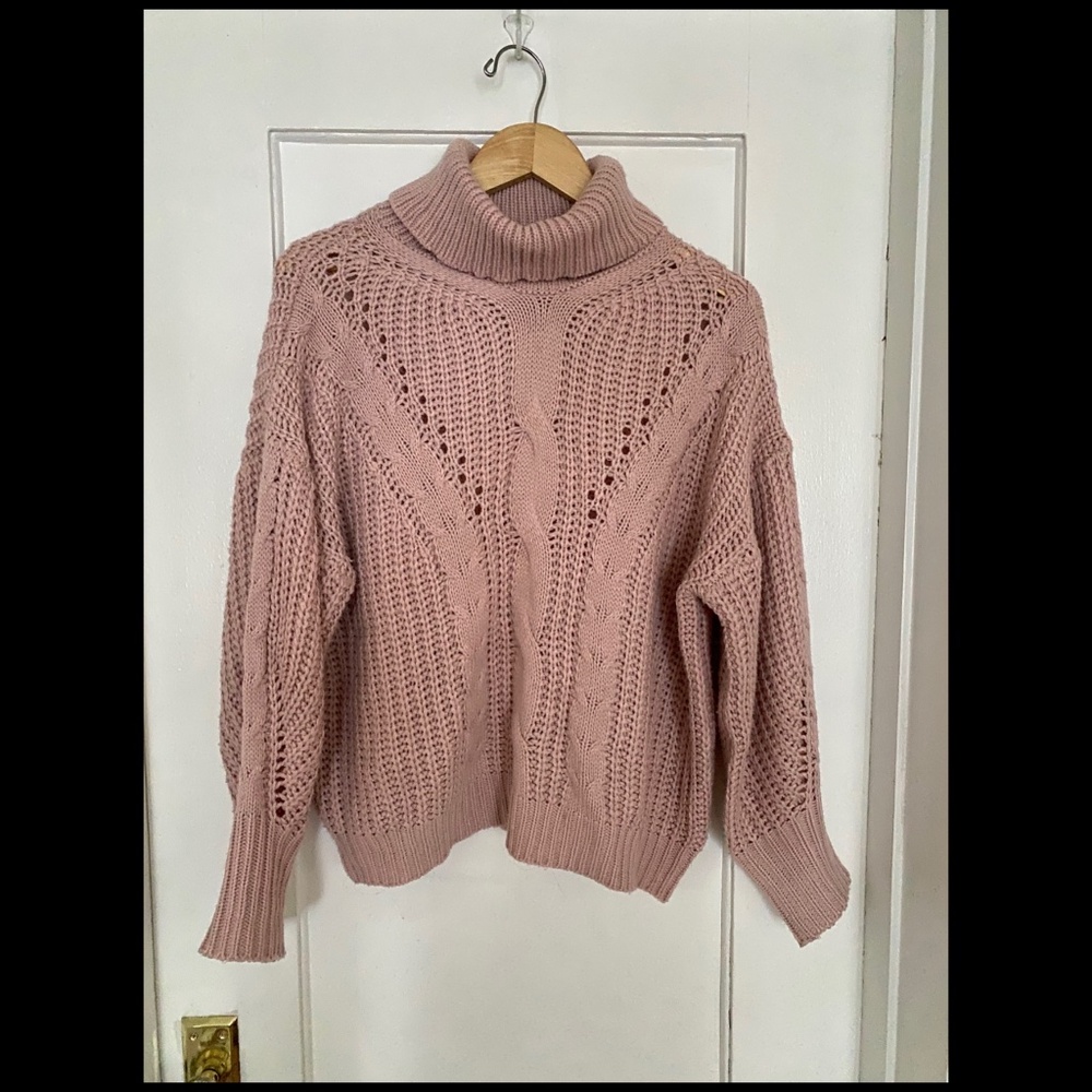 Vine & Love Blush Pink Knit Turtleneck Sweater